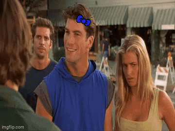 Man In Blue Vest Talking To Woman In Yellow Tank Top GIF