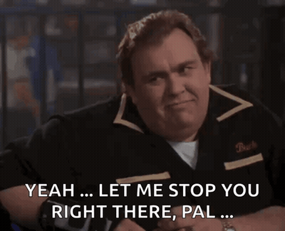 A Man In A Bowling Shirt Says Yeah Let Me Stop You Right There Pal . GIF