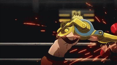 A Man In A Boxing Ring With A Yellow Arm GIF