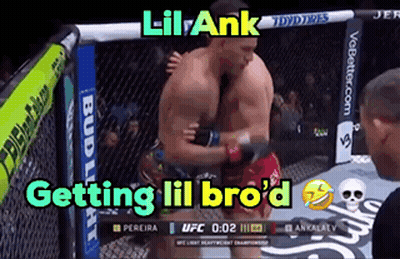 A Man In A Boxing Ring With The Words Getting Lil Bro 'D On The Bottom GIF