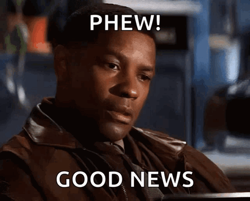 A Man In A Brown Jacket And Tie Says Phew And Good News GIF