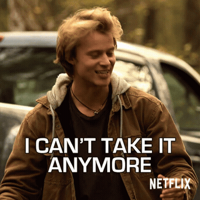 A Man In A Brown Jacket Says " I Can 'T Take It Anymore " In Front Of A Car GIF