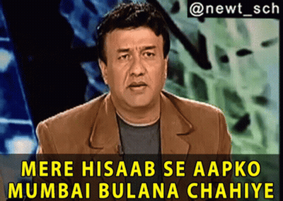 A Man In A Brown Jacket With The Words Mere Hisaab Se Aapko Mumbai Bulana Chahiye GIF