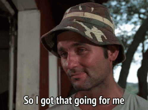A Man In A Bucket Hat Says So I Got That Going For Me GIF