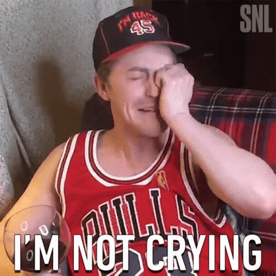 A Man In A Bulls Jersey Is Crying GIF