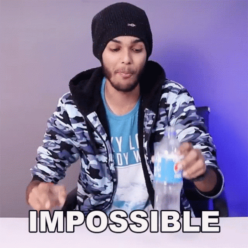 A Man In A Camouflage Jacket Is Holding A Bottle Of Water And The Word Impossible Is On The Bottom GIF