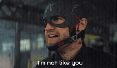 A Man In A Captain America Costume Says I 'M Not Like You GIF