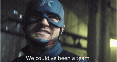 A Man In A Captain America Costume Says We Could Ve Been A Team GIF