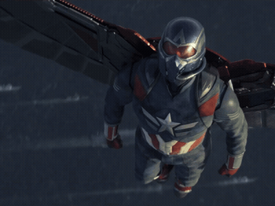 A Man In A Captain America Suit With Wings GIF
