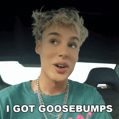A Man In A Car With The Words I Got Goosebumps GIF
