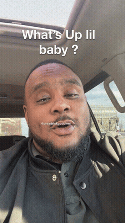 A Man In A Car With The Words What 'S Up Lil Baby GIF