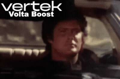 A Man In A Car With Vertek Volta Boost Written On The Bottom GIF