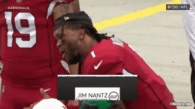 A Man In A Cardinals Jersey Kneeling Down GIF