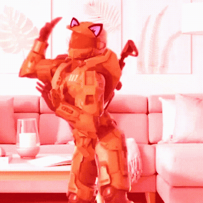 A Man In A Cat Costume Is Standing In A Living Room . GIF
