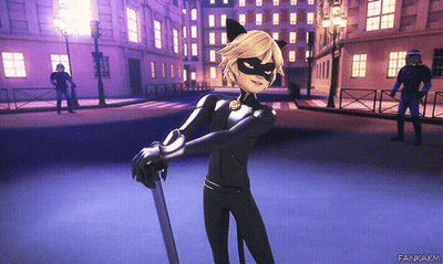 A Man In A Cat Suit Is Holding A Sword In A Video Game GIF