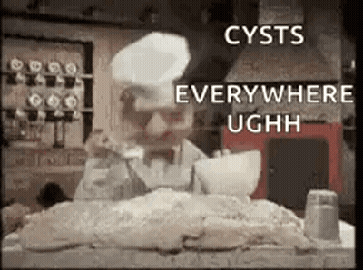 A Man In A Chef 'S Hat Is Sitting At A Table With A Large Piece Of Meat . GIF