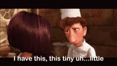 A Man In A Chef 'S Hat Is Talking To A Woman In A Cartoon GIF