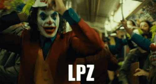 A Man In A Clown Costume With The Word Lpz Written Below Him GIF