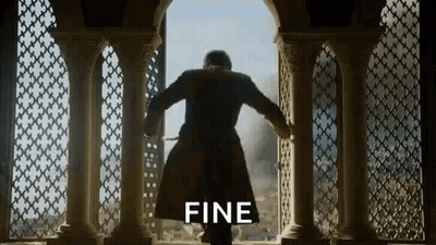 A Man In A Coat Is Standing In Front Of A Window With The Word Fine Written On It . GIF