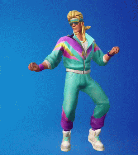 A Man In A Colorful Outfit And Sunglasses Is Dancing On A Blue Background GIF
