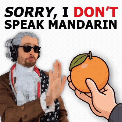 A Man In A Costume Says Sorry I Don T Speak Mandarin GIF