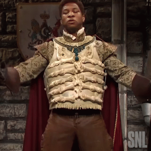 A Man In A Costume With The Word Snl Behind Him GIF