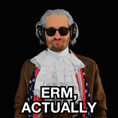 A Man In A Costume With The Words Erm Actually On His Face GIF