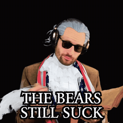 A Man In A Costume With The Words The Bears Still Suck GIF