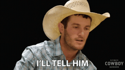 A Man In A Cowboy Hat And Plaid Shirt Says I 'Ll Tell Him GIF