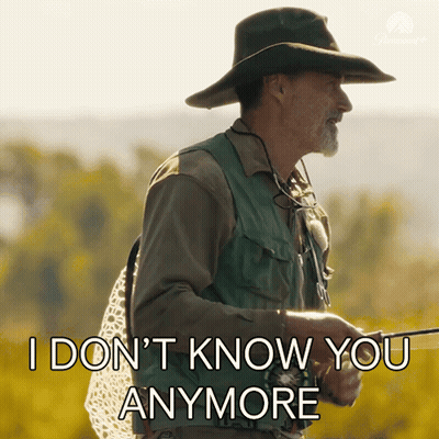 A Man In A Cowboy Hat Is Holding A Fishing Rod And Saying " I Don 'T Know You Anymore " GIF