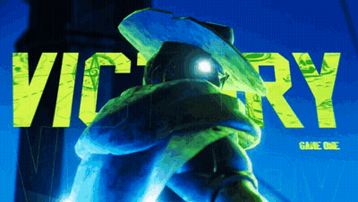 A Man In A Cowboy Hat Stands In Front Of The Word Victory Game One GIF