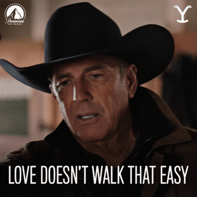 A Man In A Cowboy Hat With The Words Love Does N't Walk That Easy GIF