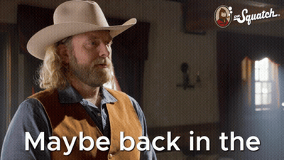 A Man In A Cowboy Hat With The Words Maybe Back In The Behind Him GIF