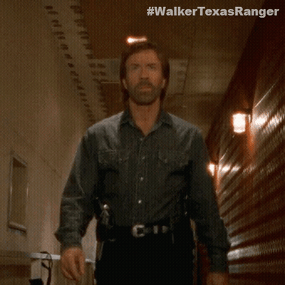 A Man In A Cowboy Shirt Is Walking Down A Hallway With The Hashtag #Walkertexasranger GIF