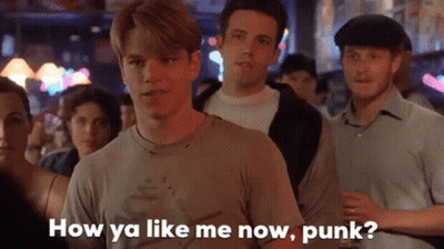 A Man In A Crowd Says " How Ya Like Me Now Punk ? " GIF