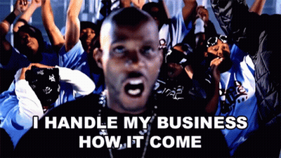 A Man In A Crowd Says " I Handle My Business How It Come " In Front Of A Crowd GIF