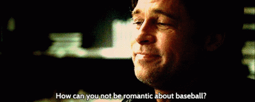 A Man In A Dark Room Says " How Can You Not Be Romantic About Baseball " GIF
