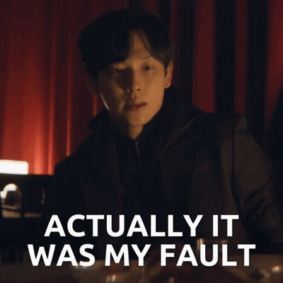 A Man In A Dark Room With The Words Actually It Was My Fault GIF