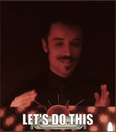 A Man In A Dark Room With The Words Let 'S Do This Behind Him GIF