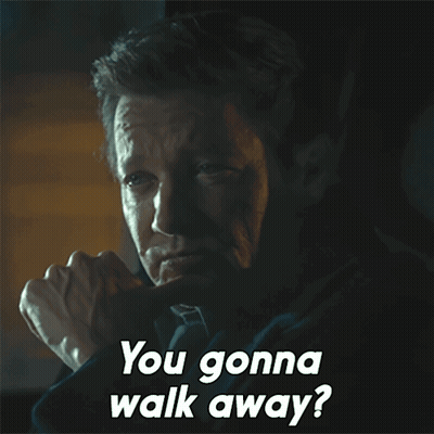 A Man In A Dark Room With The Words You Gonna Walk Away Below Him GIF