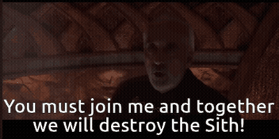 A Man In A Dark Room With The Words You Must Join Me And Together We Will Destroy The Sith GIF