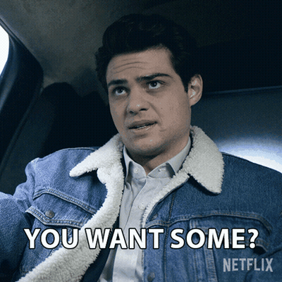 A Man In A Denim Jacket Is Asking If He Wants Some Netflix GIF