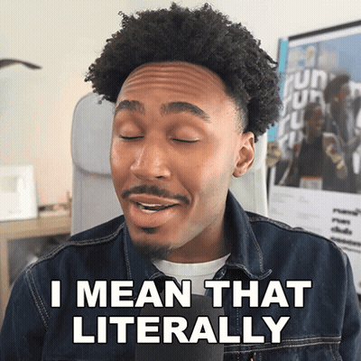 A Man In A Denim Jacket Says I Mean That Literally With His Eyes Closed GIF