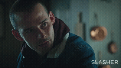 A Man In A Denim Jacket Says " We Can 'T Stop Now " In White Letters GIF