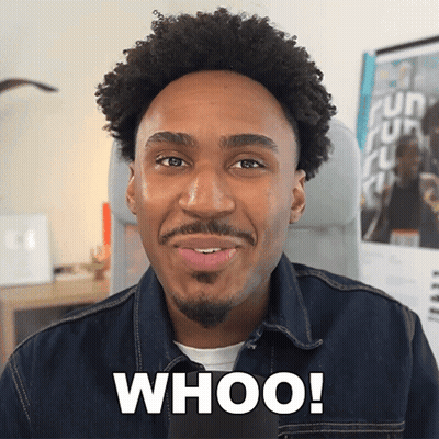 A Man In A Denim Jacket Says Whoo In White Letters GIF
