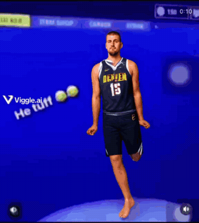 A Man In A Denver Jersey Is Standing On A Blue Background GIF