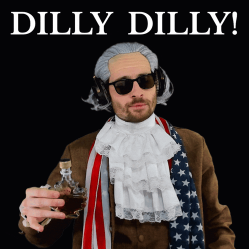 A Man In A Dilly Dilly Costume Is Holding A Glass GIF