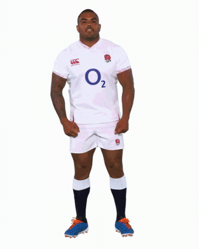 A Man In A England Jersey Stands With His Arms In The Air GIF
