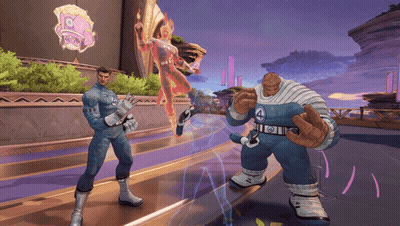 A Man In A Fantastic Four Outfit Stands Next To Another Man In A Fantastic Four Outfit GIF