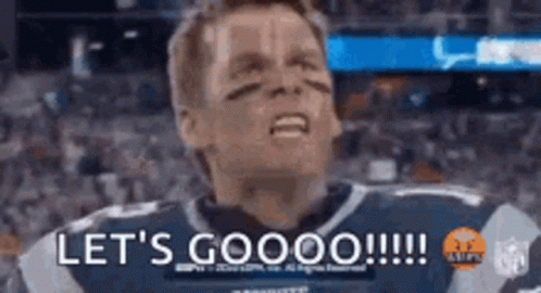 A Man In A Football Uniform Is Screaming And Saying Let 'S Goooo . GIF
